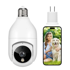 Light Bulb Security Camera, Wireless WiFi 2K Outdoor & Indoor Dome Lightbulb ... - Picture 1 of 8