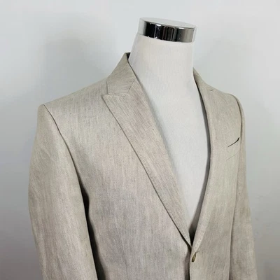 Black Brown Medium Sport Coat Linen Blend Sport Coat Two Button Peak Lapel - Image 1 of 4