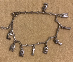 Vintage Sterling Silver Charm Bracelet Spells Out C.H.R.I.S.T.I.N.E  - Picture 1 of 5