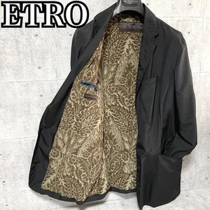 ETRO Tailored Jacket Nylon Lamb Leather Black Size 54 in Italy From Japan RIN - Picture 1 of 24