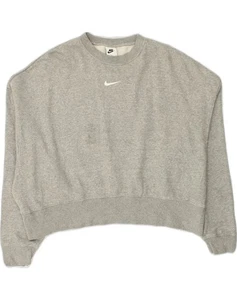 NIKE Womens Oversized Sweatshirt Jumper UK 14 Medium Grey Cotton AJ80 - Picture 1 of 4