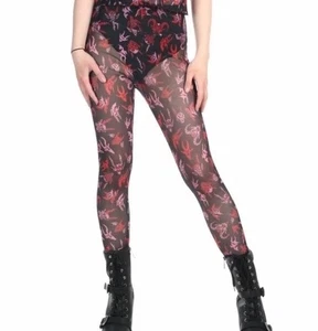 KILLSTAR LEGGINGS DEVILISH DEVILS SATAN GOTHIC BLACK RED UK SMALL BNWT RRP £20 + - Picture 1 of 8
