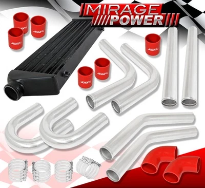 2.5" Piping+ Turbo Front Mount Intercooler + Silicone Couplers + T-Bolt Clamps Foto 1 de 4