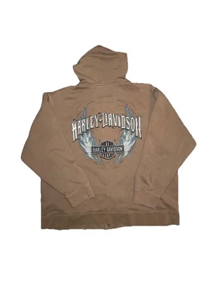 Brown Harley Davidson Zip Up Hoodie Size XXL - Image 1 of 4