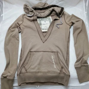 Abercrombie & Fitch A&F 2000s profondo scollo a V pullover felpa con cappuccio donna taglia S - Foto 1 di 7