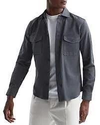 $190 - Sobrecamisa con botones de lona de algodón REISS Arlo en acero azul talla ﻿XL Foto 1 de 4