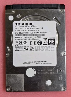 TOSHIBA 320GB 5400 RPM INTERNAL HARD DISK DRIVE - MQ01ABF032 not wd/seagate - Image 1 of 2