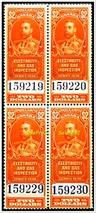 CANADA 1929 CANADIAN REVENUE GEORGE V MINT FV FACE $8 MNH RARE STAMP BLOCK - Picture 1 of 5