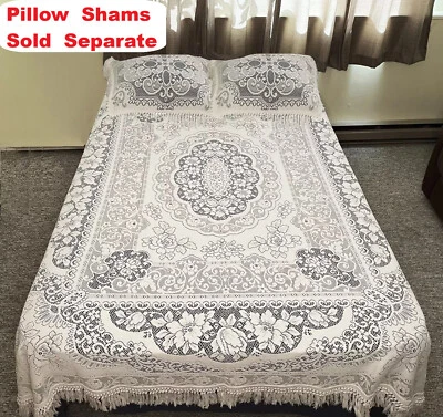 Somerset Rosa Completa/Reina Flecos Encaje Cobertor 82" x 94" Blanco Mezcla Algodón Foto 1 de 4