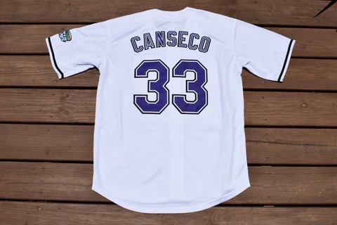 New!! Jose Canseco Tampa Bay Devil Rays White Home Baseball Jersey Men's Small Cover