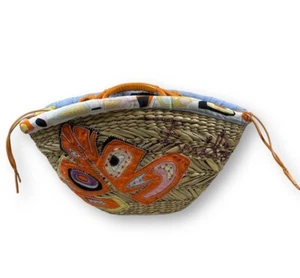 Emilio Pucci Embellished Large Straw Basket Bag Bucket Tote - Picture 1 of 21