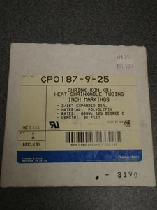 Tubo retráctil térmico Thomas & Betts CPO187-9-25 Shrink-Kon - 25 ft *NUEVO EN CAJA* - Imagen 1 de 1