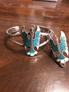 STERLING SILVer 35 gram 1.2 OUNCE g & s eagle ring & BRACELET - Picture 1 of 6