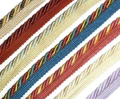 SILK/COTTON FLANGED BINDING/PIPING 9MM CORD X2 MTRS, CHOOSE COLOUR, ART 11.319/9 - Image 1 of 3