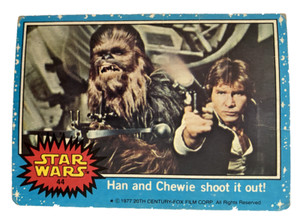 Scanlens Star Wars 1977 Card #44 Han and Chewie shoot it out - VG to Exc Con