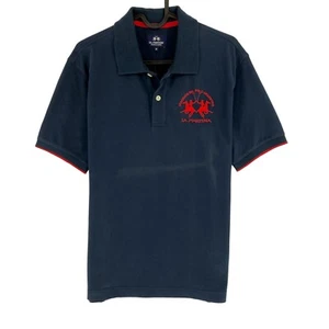 LA MARTINA Navy Blue Piquet Stretch Short Sleeves Polo Shirt Size M - Picture 1 of 10