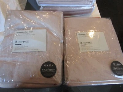 2 West Elm European Linen Curtains drapes panels 48 96 blush New refolded - Image 1 of 3