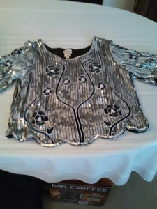 Woman's Sequined Fancy Top Size L will fit M - Picture 1 of 5