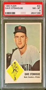 1963 FLEER #30 DAVE STENHOUSE PSA 8 WASHINGTON SENATORS