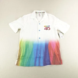 Disney Shirt Mens Small White Rainbow Epcot 40 Button Up Hawaiian Camp Beach NEW - Picture 1 of 10