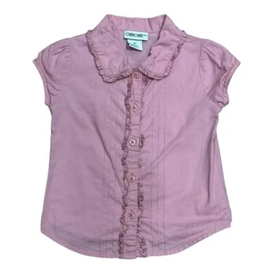 Cherokee Shirt Baby Girl 2T Pink Ruffle Button Up Short Sleeve Shirt - Picture 1 of 7