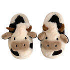 Women Cute Cow Slippers Moo Slippers Fluffy Cozy Animal Print Winter Warm Relief