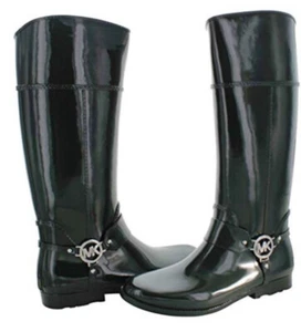 Michael Kors Black Fulton Harness Tall Rubber Rainboots Size 6 - Picture 1 of 1