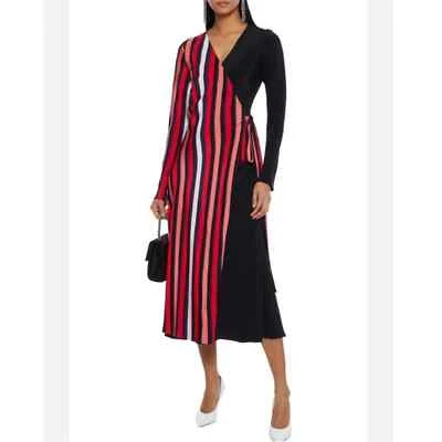 Vestido Diane Von Furstenberg Tilly Paneles Rayas Seda Crepe De China Envolvente Midi Foto 1 de 4