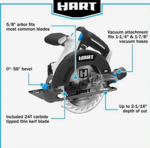 HART 20-Volt 6-1/2-inch Battery-Powered Circular Saw PUERTO RICO TOO tool only - Picture 1 of 2