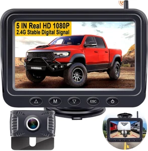 1080P Digital Wireless RearView 5'' HD Split Monitor Backup Camera For Truck RV - Picture 1 of 13