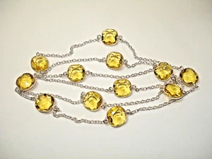 AB gelber Zitronentopas Kissen .925 geschichtetes Silber 12 Station Halskette 35" - Bild 1 von 2