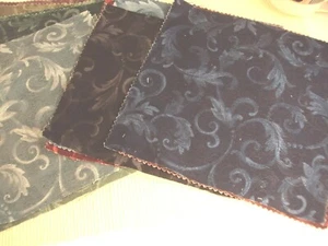 Decorator Fabric Swatches 9 1/2" x 10" Dark Muted Colors Floral Leaf Designs 12 - Picture 1 of 7