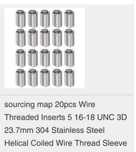 Wire Threaded Inserts Job Lot304 StainlessSteelHelical Coiled Wire Thread Sleeve - Picture 1 of 7