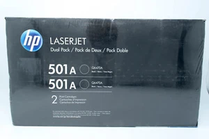 HP 501A - Cartucho Original LaserJet Negro (Q6740A) - PAQUETE DOBLE - NUEVO - Imagen 1 de 5