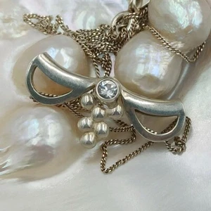 Vtg. Kultaseppa Salovaara sterling rock crystal pendant on a chain Finland,1970s - Picture 1 of 7