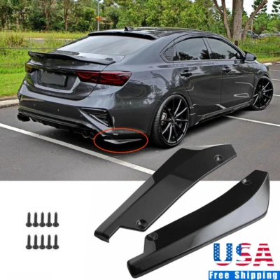 2X Glossy Black Rear Bumper Diffuser Splitter Canards for KIA Forte GT 2010-2024 Foto 1 de 4