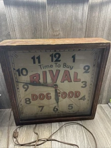 Vintage Time To Buy Rival Hundefutter Werbeuhr - Teile/Reparatur ungeprüft - Bild 1 von 11