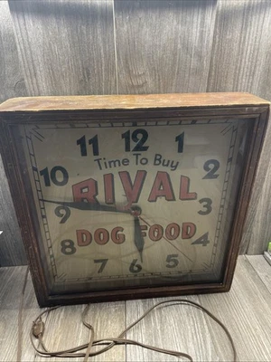 Винтажные рекламные часы с кормом для собак Time To Buy Rival - запчасти/ремонт непроверенные - Изображение 1 из 4