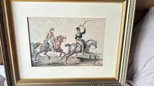 Framed Carle Vernet Route De Poste Vintage Equestrian Wall Art Signed Read - Picture 1 of 9