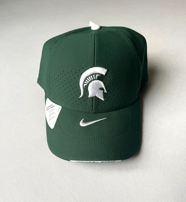 Boné/chapéu Michigan State University Nike Team emitido em campo novo com etiquetas MSU ajustável - Imagem 1 de 4