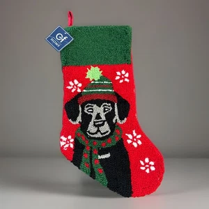 "Medias de Navidad de lana enganchadas copos de nieve de laboratorio negros C&F nuevas con etiquetas 21""" - Imagen 1 de 13