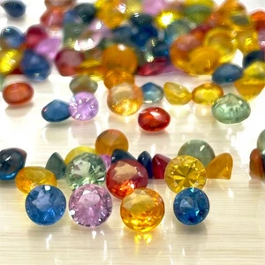 Natural Genuine Multi color Sapphire 3-3.5 MM Faceted Round Cut Wholesale Lot - Picture 1 of 12