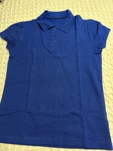 Little Navy Blue Girls School Polo Shirt With Short Sleeves - Picture 1 of 5