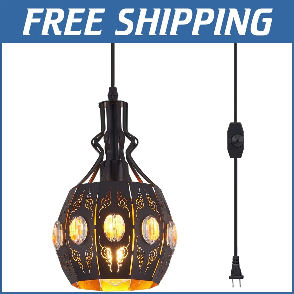 Dimmable Rustic Swag Pendant Light with Adjustable Plug-In Cord for Elegance - Image 1 of 4