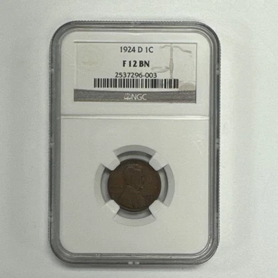 1924-D Lincoln Wheat Cent NGC F12BN Brown Fine - Image 1 of 4