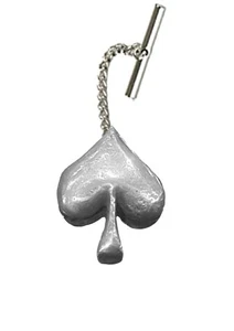 Spielkarten Anzug Pik Krawattennadel mit Kette Englisch Zinn Handarbeit - Bild 1 von 1