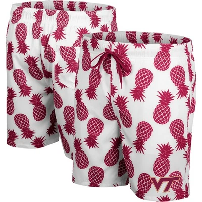 Men's Colosseum White/Maroon Virginia Tech Hokies Pineapple Swim Shorts - Image 1 of 3