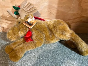 Dakin Huggables Noel The Moose Plush 18 Inch Santa Hat With Tags - Picture 1 of 3