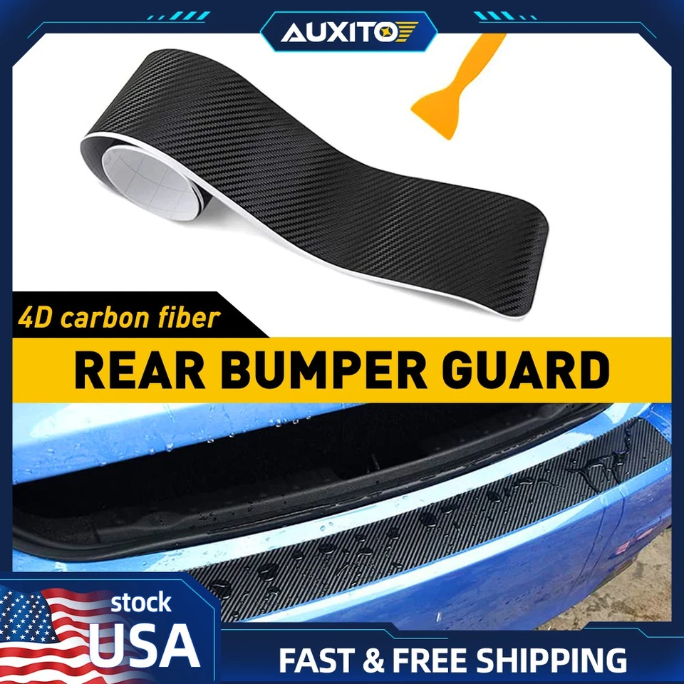 Protector trasero de coche parachoques placa de ajuste cubierta alféizar goma maletero almohadilla kit negro Foto 1 de 4