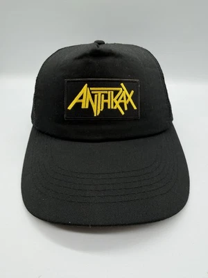 Parche de banda de metal pesado de ántrax logotipo malla sombrero de camionero SnapBack negro Foto 1 de 4
